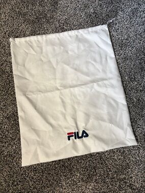 FILA White Drawstring Dust Bag with Navy Red Logo